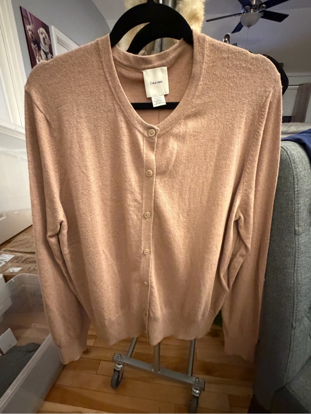 Calvin Klein Women's Light Blush Pink Button-Front Cardigan